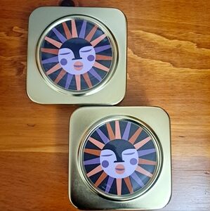 Two Opal House Decorative Metal Boxs 4.5x2" Storage Candy Coasters Keys Trinkets